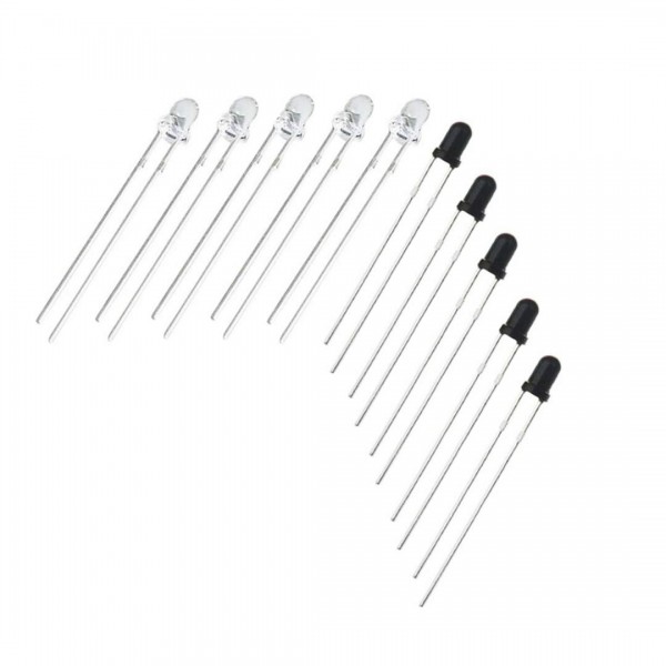 پک دیود فرستنده و گیرنده  3 میلی متری مادون قرمز 935-945 نانومتری بسته 10تایی
