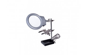 پایه هویه ذره بین دار Hand Tools 5 LED Auxiliary Clip Magnifier AC/DC Interchangeable with Soldering Stand & Two Magnifier