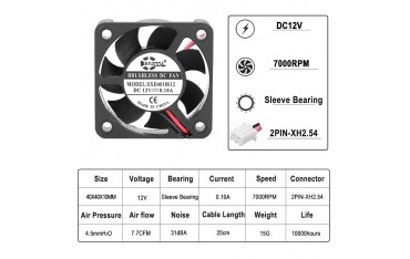 فن براشلس 6x6cm برند SXD ولتاژ 12V جریان 0.18A