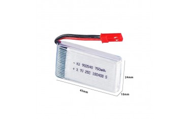 باتری 750mAh لیتیوم پلیمر پروازی Li-Po 3.7V ابعاد 40x25x9mm