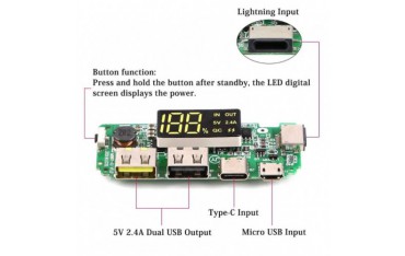 ماژول پاو ربانک Type-C با نمایشگر درصد شارژر باتری H961 - دانشجو کیت