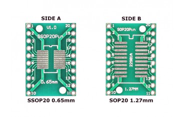 برد تبدیل SMD به Dip مدل sop20 1.27 to ssop20 0.65 - دانشجو کیت