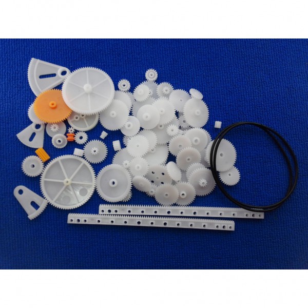 پک چرخ دنده و پولی 79 عددی به همراه تسمه رنگی Gear Pack Plastic Gear 79 Straight Gear Pack Gear Single-Layer Gear POM