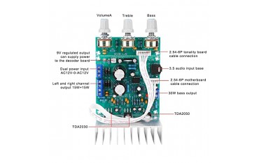 ماژول آمپلی فایر 2.1 کانال TDA2050A + TDA2030A خروجی 2x15W + 30W - دانشجو کیت