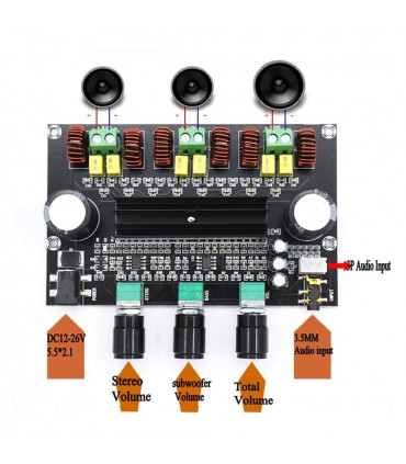 آمپلی فایر TPA3116D2 سه کاناله 80W+80W+100W ساب ووفر XH-M573