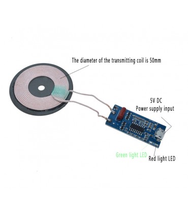 ماژول وایرلس شارژ 5V 1A 5W با صفحه کویل شارژر