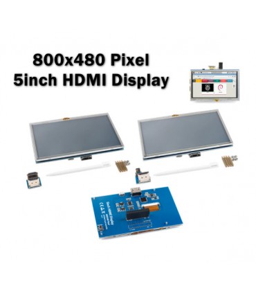 ماژول LCD نمایشگر 5 اینچ مخصوص رزبری  Raspberry pi LCD با درایور XTP2046 همراه با کابل تغذیه و تصویر