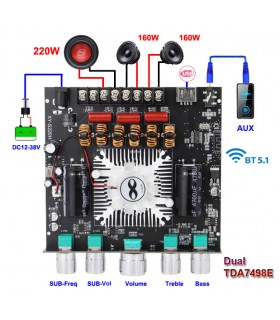 ماژول آمپلی فایر 3 کانال 2x220W + 350W مدل XY-S220H - دانشجو کیت