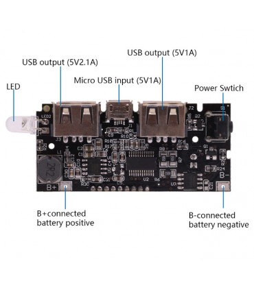 ماژول پاور بانک Power Bank دو کاناله 5V 1A  و 5V 2.1A