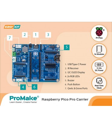 کریر برد توسعه حرفه ای رزبری پیکو پرومیک ProMake Raspberry Pico Pro Carrier ساخت ایران - دانشجو کیت