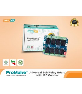 برد رله هشت کانال با کنترل I2C پرومیک ProMake Universal 8ch Relay Board with I2C Control easyiot - دانشجو کیت