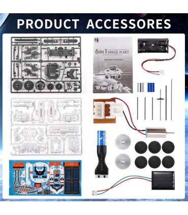 کیت 6 در 1 ناوگان و ربات فضایی متحرک با پنل خورشیدی - دانشجو کیت