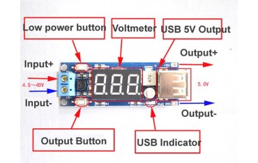 ماژول کاهنده ولتاژ DC to DC با تراشه XL1509 و خروجی USB + نمایشگر