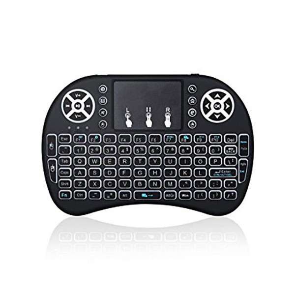 مینی کیبورد وایرلس با باتری شارژی دانگل و چراغ صفحه کلید Wireless Mini Keyboard مناسب رزبری پای