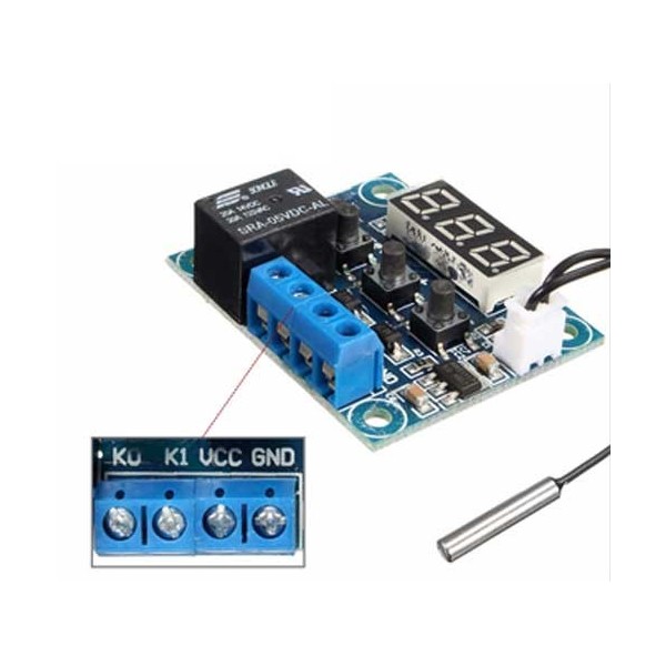 ماژول کنترلر دما و ترموستات دیجیتال WX-101W با سنسور DS18B20 و نمایشگر دما
