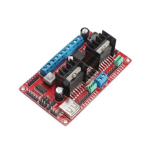 درایور موتور L298N چهار کاناله Dual Bridge stepper با قابلیت DC to DC و تراشه LM2596 از 5 تا 30 ولت DC