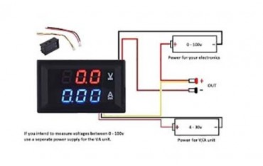 ماژول نمایشگر ولتاژ DC و آمپر تا 10 آمپر با کابل و سوکت مخصوص