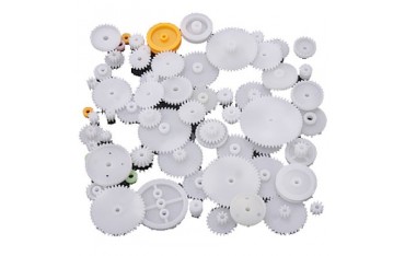 پک 75 عددی چرخ دنده پلاستیکی مارپیچ، دوطرفه و طولی DIY مخصوص ساخت ربات با پولی و تسمه