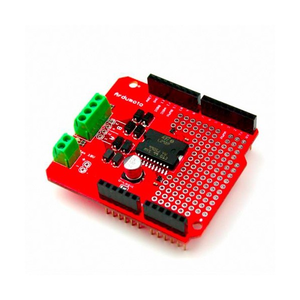 شیلد درایور موتور Ardumoto با تراشه L298P و ترمینال دوبل مخصوص برد آردوینو Arduino