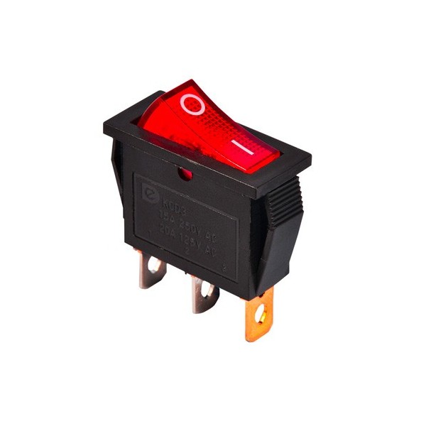 کلید راکر سه پایه چراغ چراغ دار 31x8x32mm rocker switch