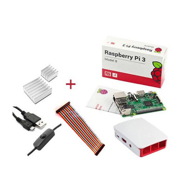 برد رزبری پای 3 Raspberry pi UK + کابل پاور 2.5 آمپر + هیت سینک