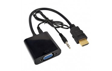 کابل تبدیل HDMI به VGA با کابل صدا و آداپتور USB مشکی درجه یک