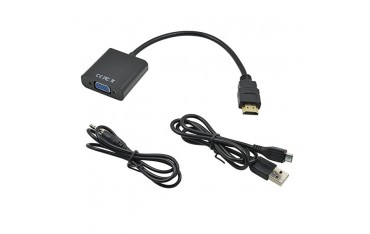 کابل تبدیل HDMI به VGA با کابل صدا و آداپتور USB مشکی درجه یک