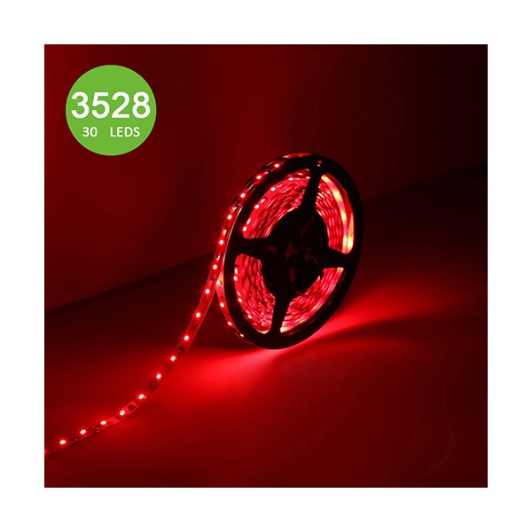 LED نواری قرمز 3528 TFS 12V با 30 ال ای دی LED در متر و روکش ضد آب