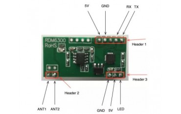 ماژول RFID Reader مدل RDM6300 دارای فرکانس 125KHz  و خروجی سریال RFID