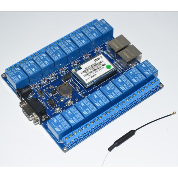 ماژول وایرلس HLK RM04 SW16 دارای 16 خروجی رله به همراه آداپتور و آنتن