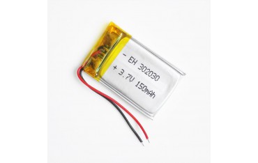 باتری لیتیوم پلیمر Li-Po 3.7V 150mAh تک سل 30X10mm