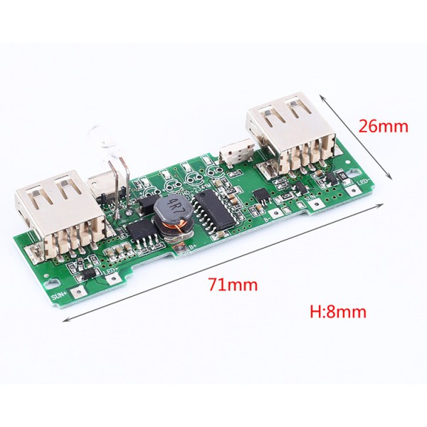 ماژول پاوربانک دو کاناله 5 ولت 2 آمپر Powerbank Module 2 channel با میکروسوئیچ و LED
