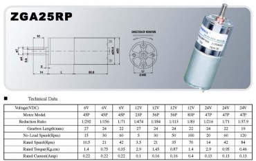 موتور گیربکس دار 800 دور 12 ولت zga25rp با دوران 800RPM