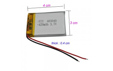 باتری لیتیوم پلیمر 500mAh تک سل با ابعاد 403040