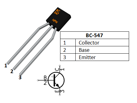پایه های pinOut ترانزیستور BC547 - دانشجو کیت