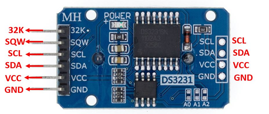 ماژول ساعت DS3231 بررسی پایه های ورودی خروجی - دانشجو کیت