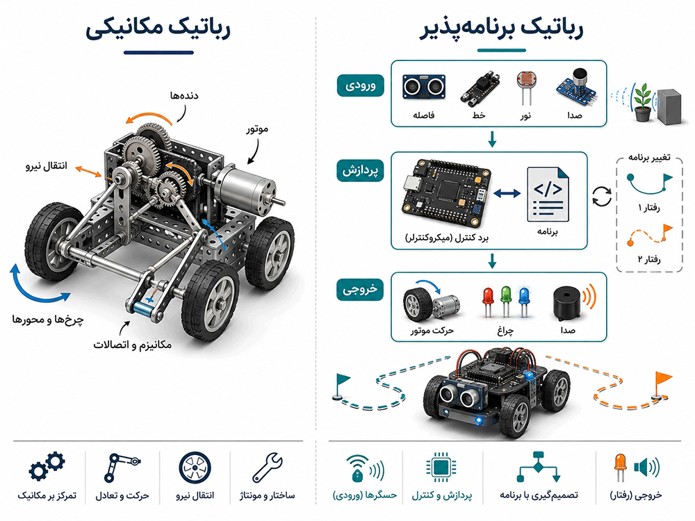 تفاوت کیت رباتیک برنامه پذیر و مکانیکی - دانشجو کیت